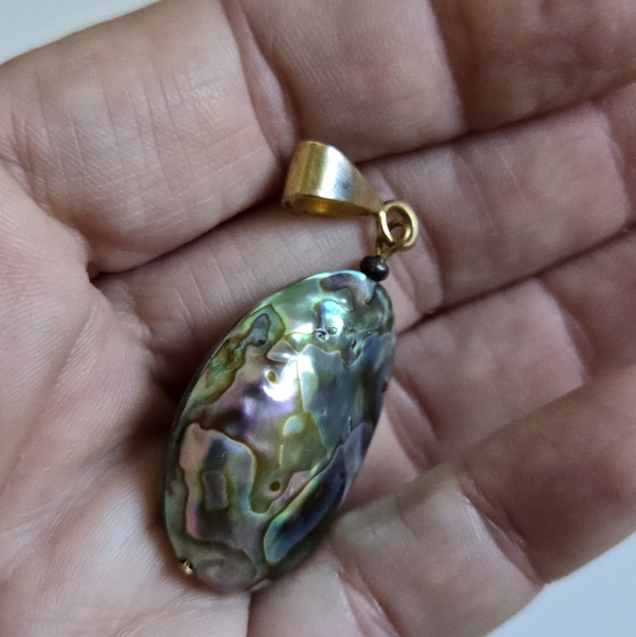 Abalone Shell Pendant Puffed Oval Jewelry - Picture 6 of 13